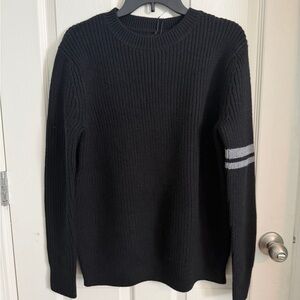 Label Men's Wool Black Sweater with Gray Stripes size S